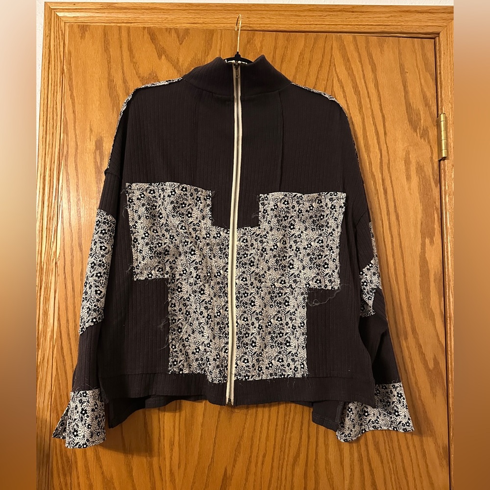 POL Oversized Mixed Media Zip Up Jacket - NWOT - Size S